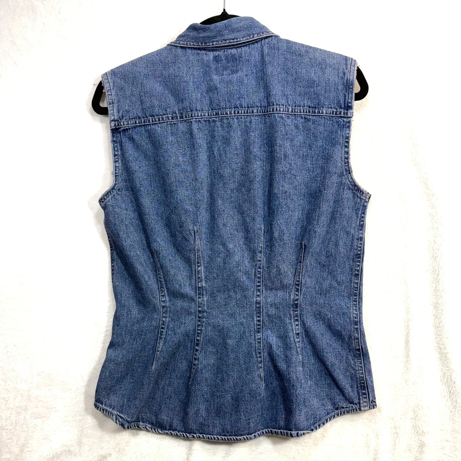 Vintage American Eagle M Denim Zip Vest Y2K Grunge Western Punk 90s Streetwear - Image 3