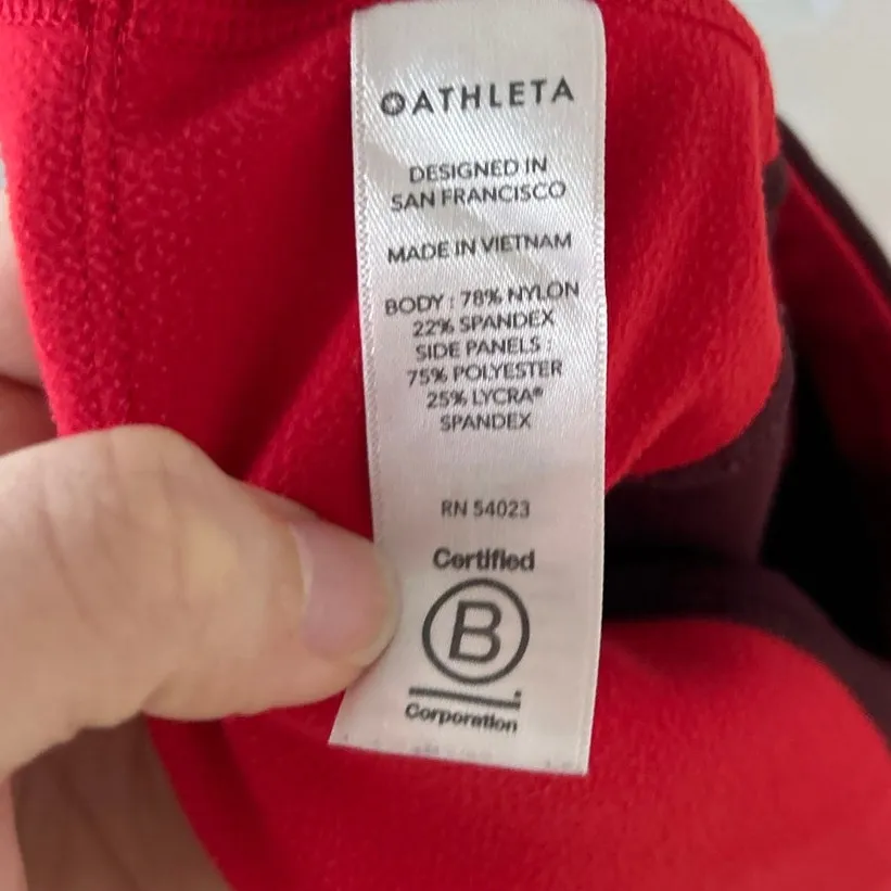 Athleta Asym Color Block Burgundy Red Full Length Ankle Tight Legging - Image 6