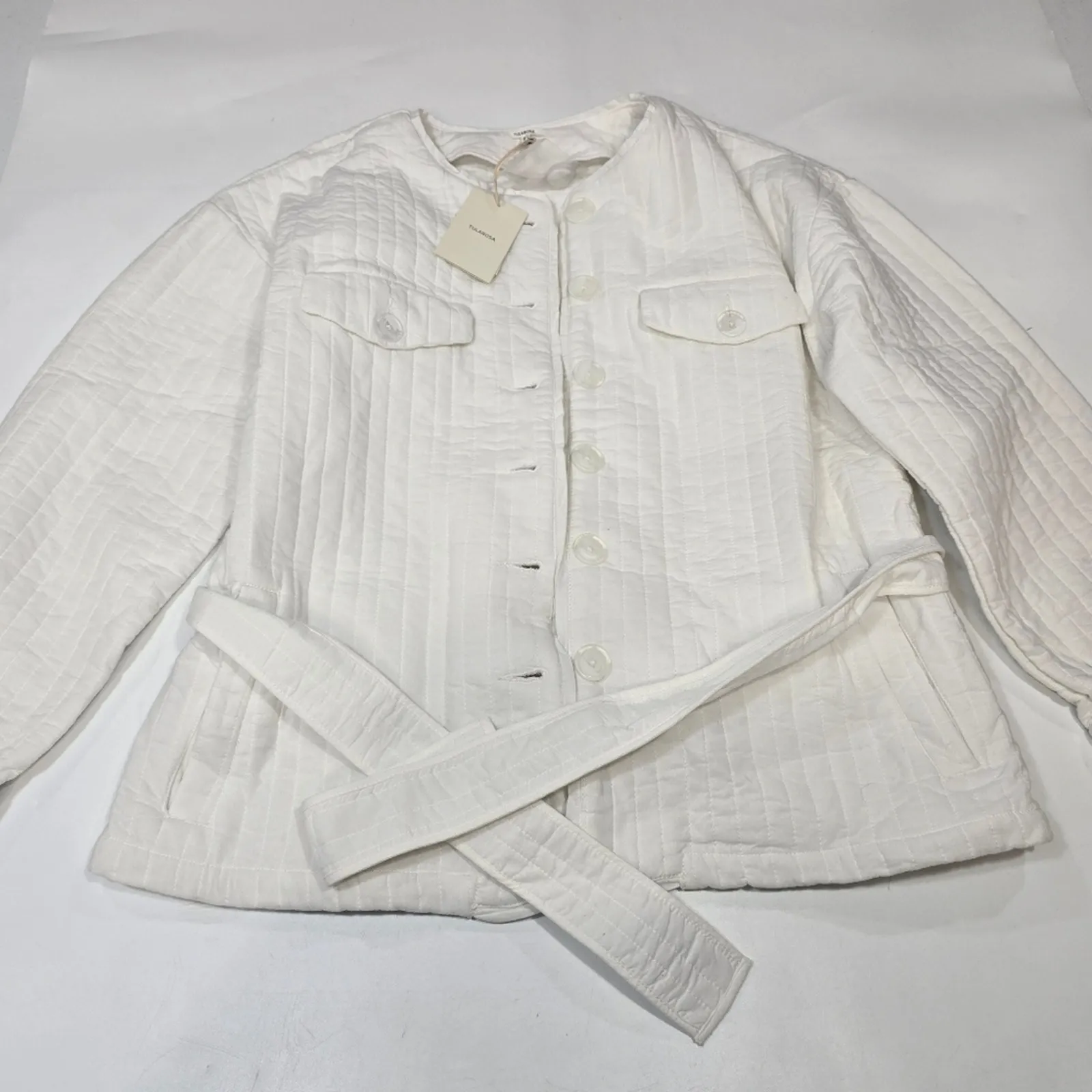 Tularosa Rowen Quilted Jacket in Washed Ivory Small - Image 3