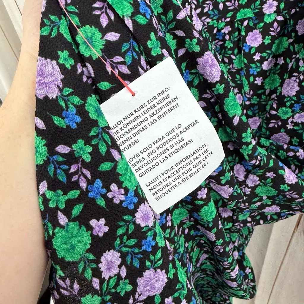 ASOS Design Women’s 8 Black Purple Floral Ruffle Tiered Dress New - Image 4