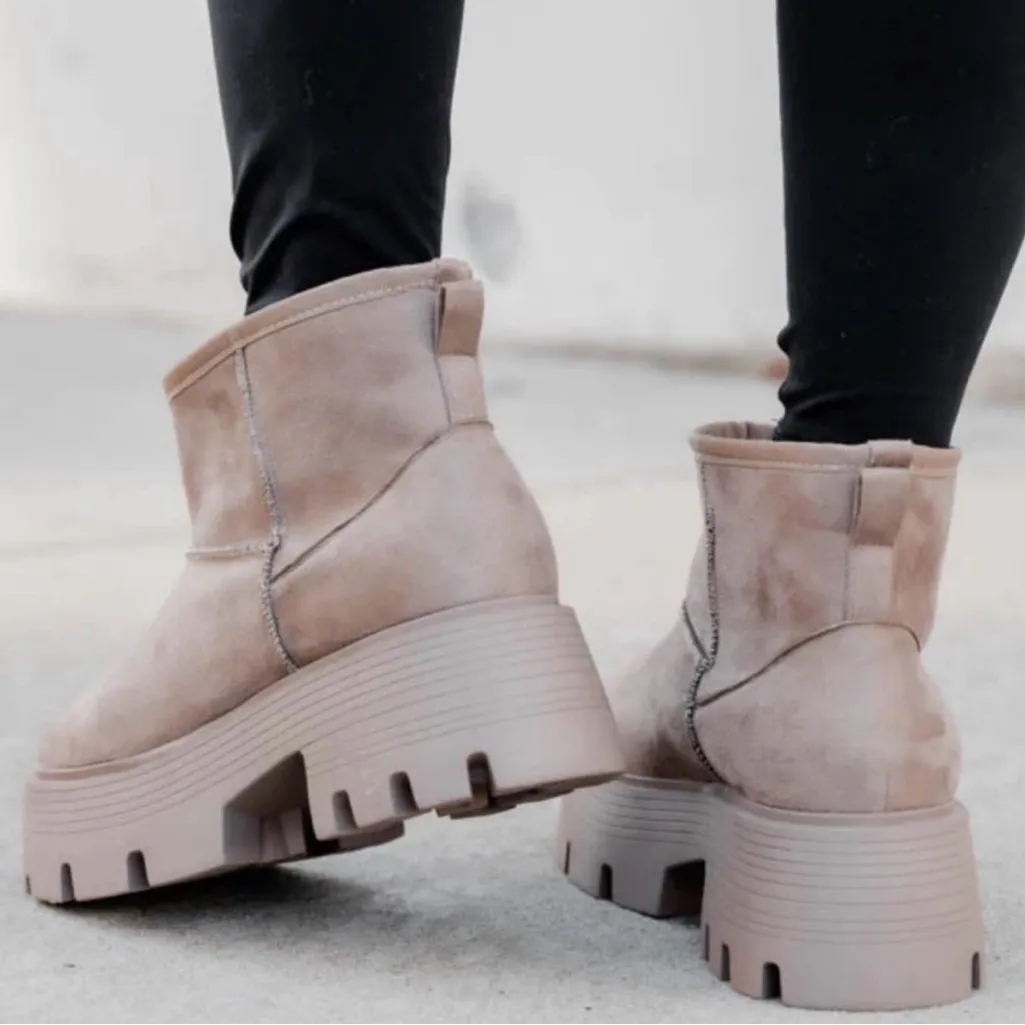 Kate Beige Suede Lug Ankle Bootie Size 6 - Image 6