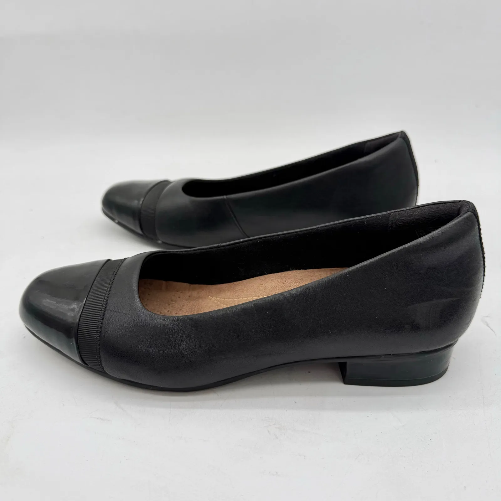 Clarks Women's Juliet Monte Black Leather Slip On Loafers Flats Women's 7 - Image 5