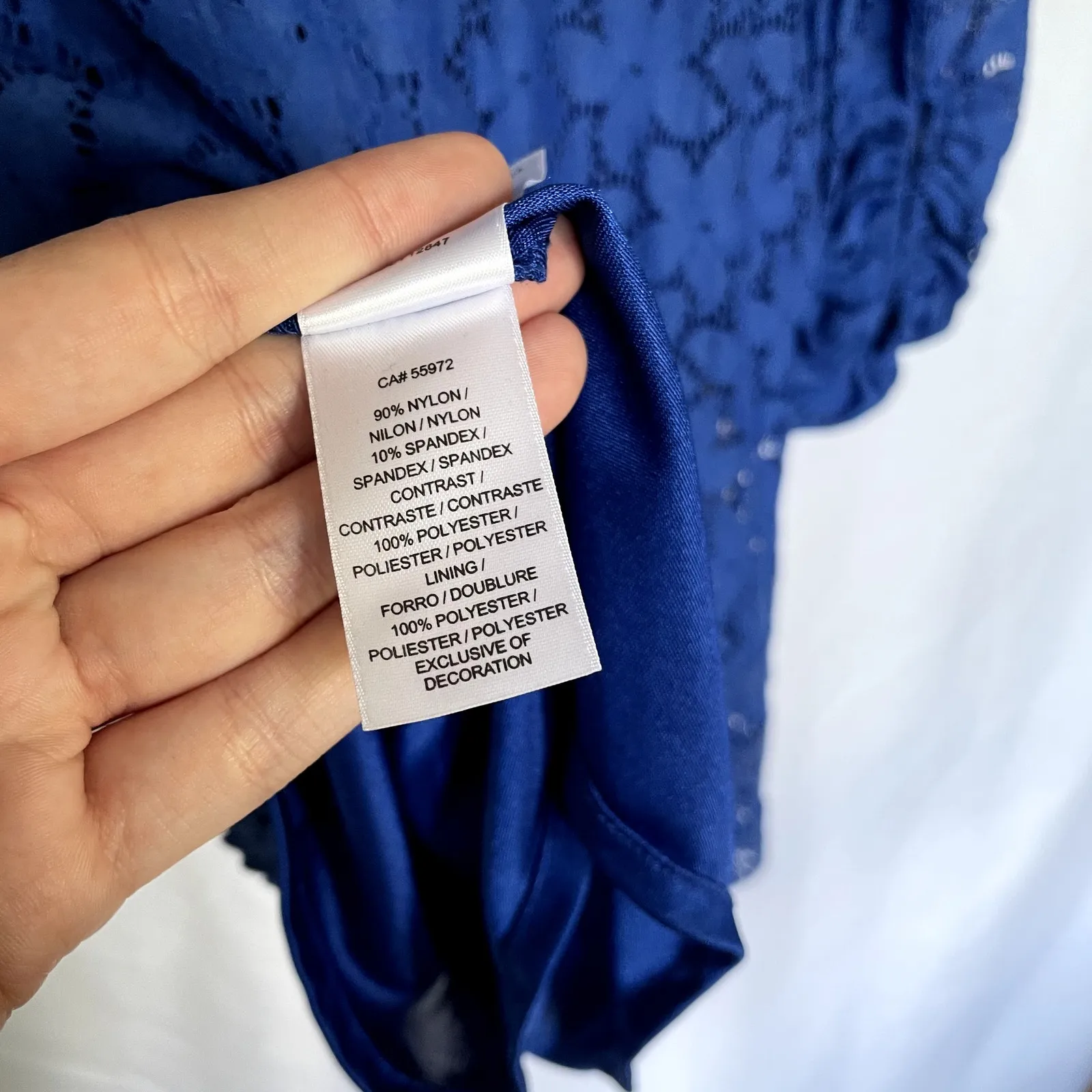 Laundry by Shelli Segal blue lace overlay floral long sleeved dress women's 6 - Image 5