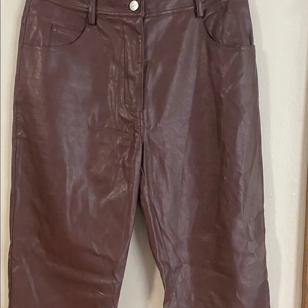 Miaou Chocolate Brown Junior Vegan Leather Pants Size M - Image 8