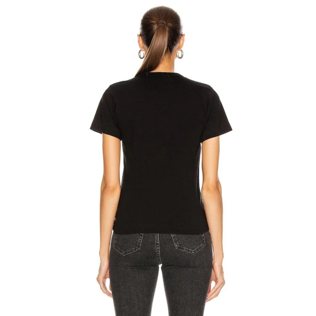 COMME DES GARCONS PLAY Womens Cotton Tee With Red Emblem in Black XSmall - Image 2