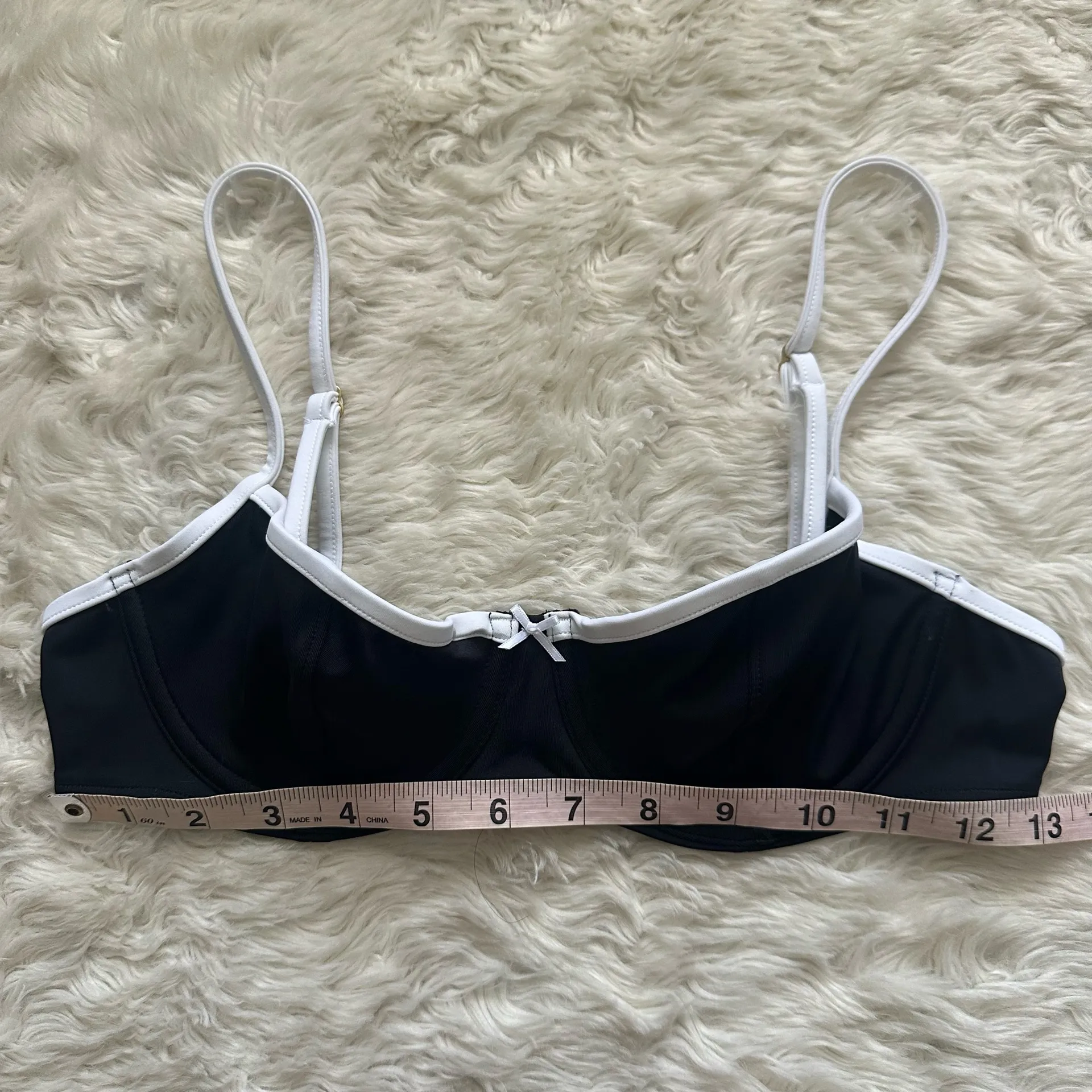 Pink By Frankies Bikinis Buttercup Bikini Top Swim Top Black White S - Image 8