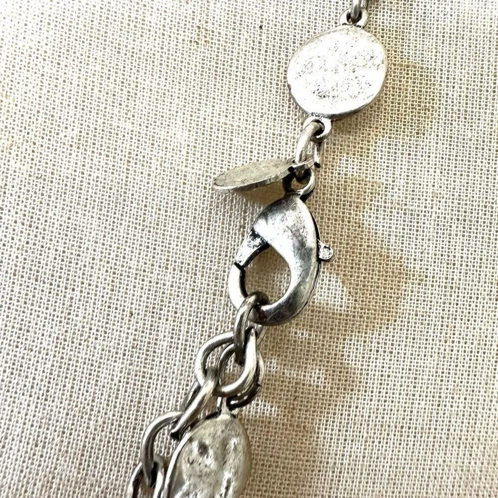 Chico’s Silver Tone Chain textured disc necklace - Image 4