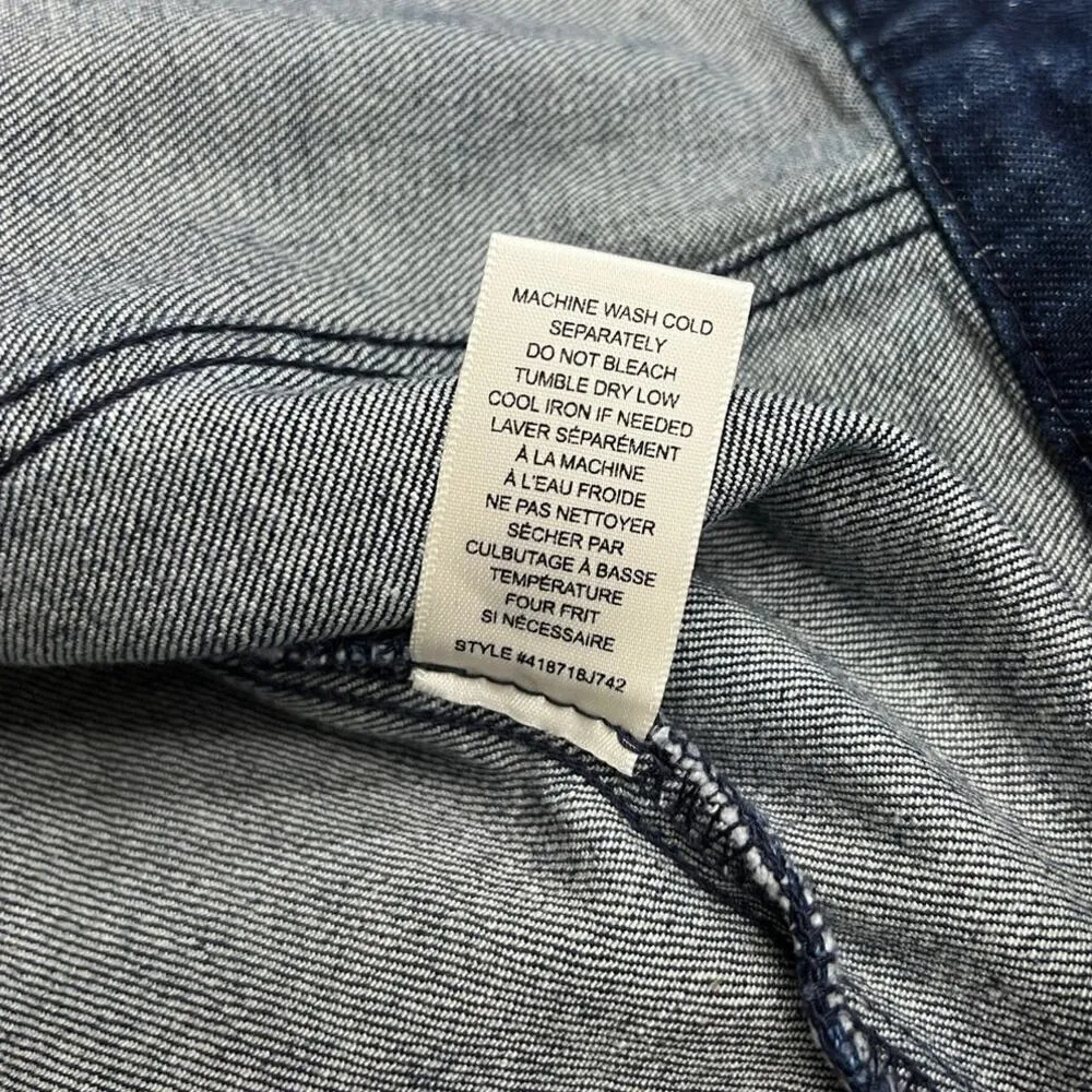 La Vie Rebecca Taylor Shirred Shouder Cropped Denim Jacket in Dark Blue size XS - Image 7