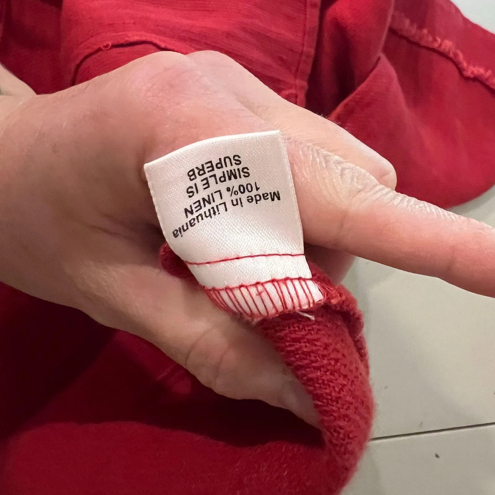 FLAX Red 100% Linen Textured Fringe Trim Oversized Button Front Jacket Size 1X - Image 8