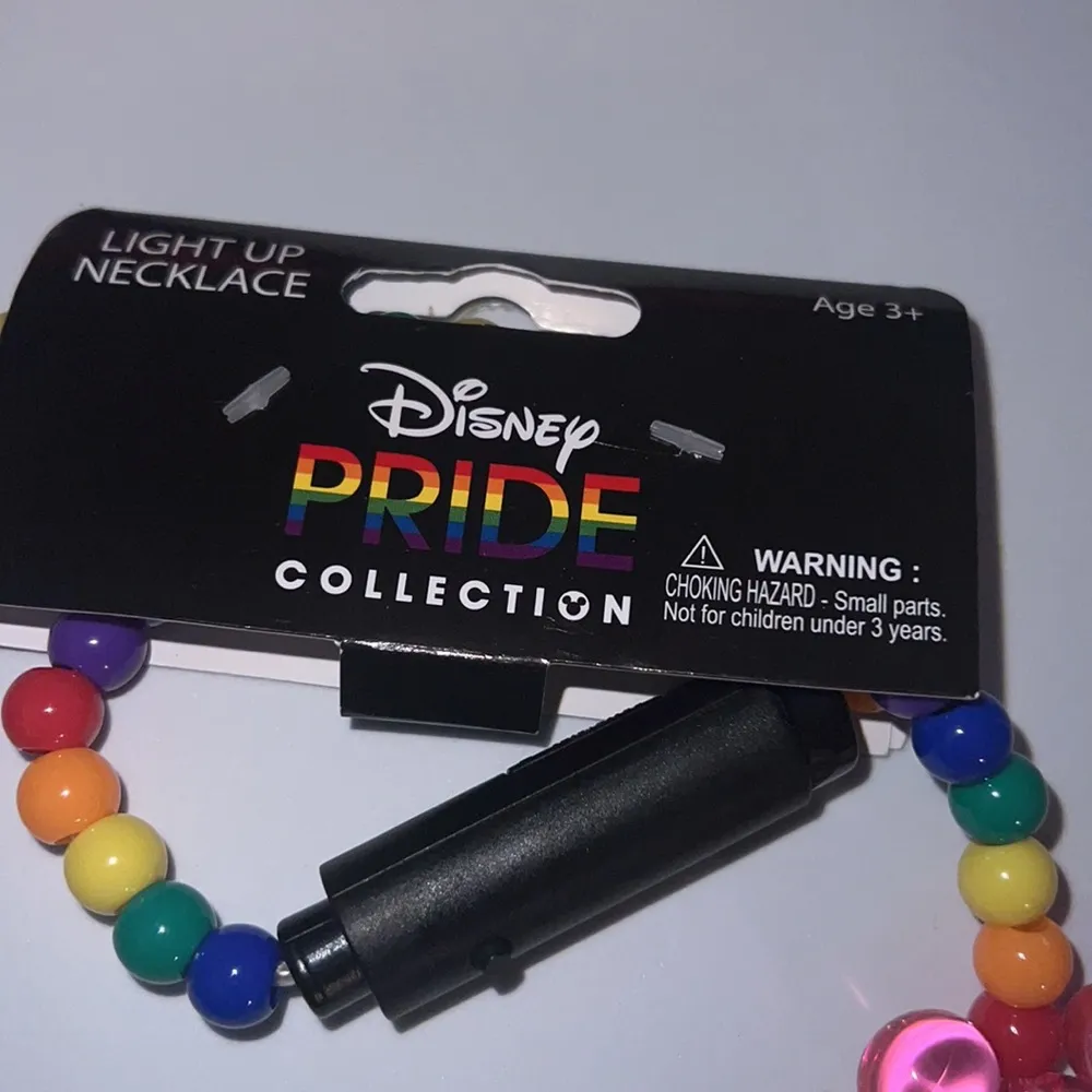 New- Disney Light Up Necklace Mickey Mouse Icon Shaped Beads Rainbow Pride Co… - Image 3