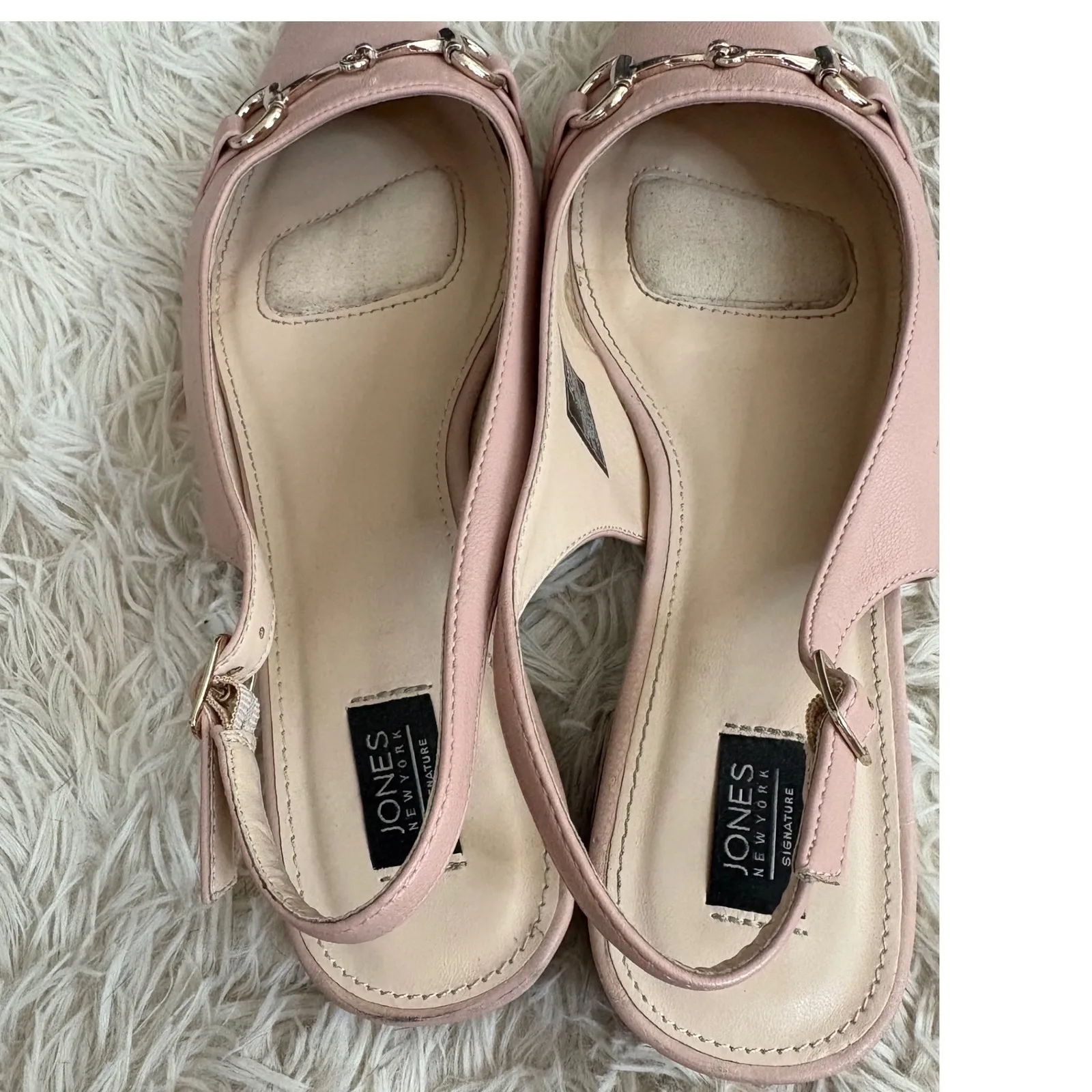 Jones‎ New York Signature Pink Slingback Flats Pointed Toe Gold Hardware 9.5 - Image 8