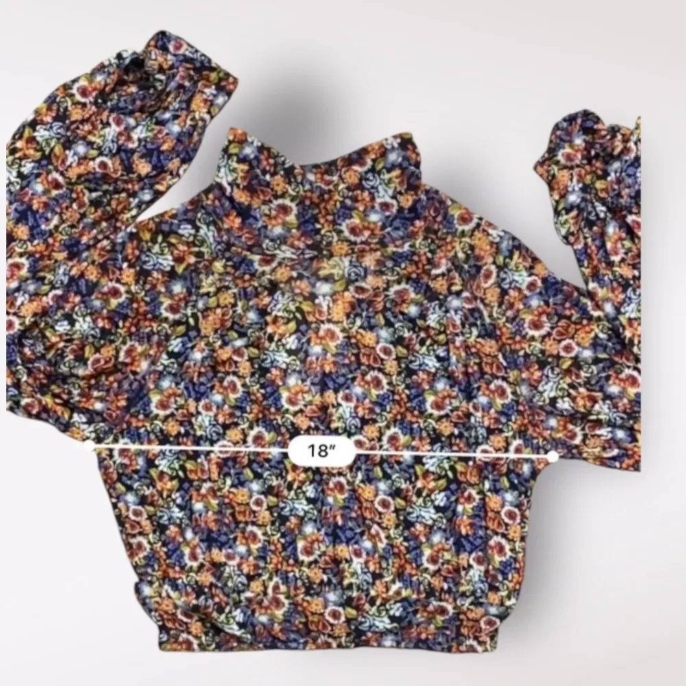 Free People All Dolled Up Floral Mesh Cropped Long Sleeve‎ Womens M Boho - Image 4