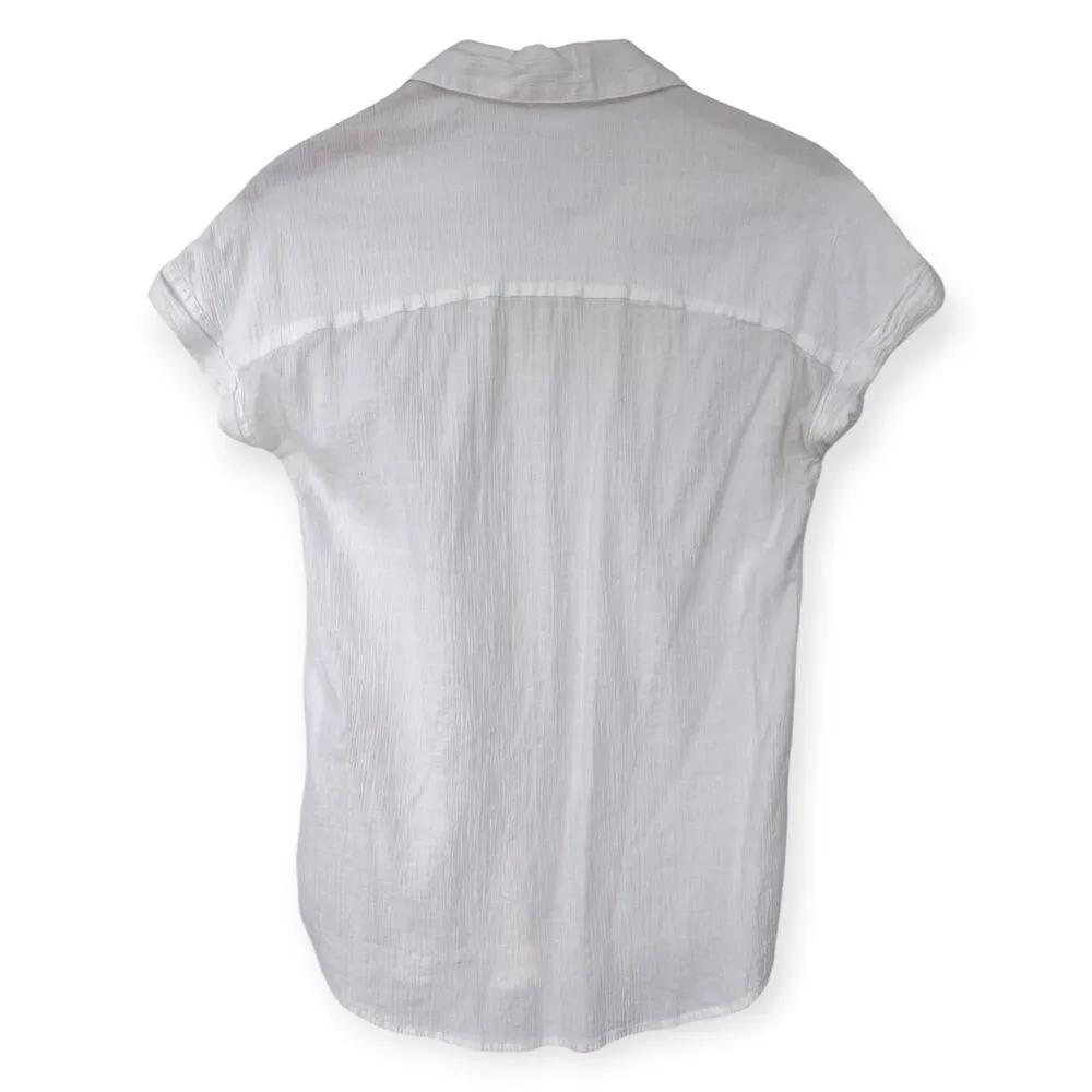 Beach Lunch Lounge | XS | Women's Short Sleeve Button Down Top Shirt Semi Sheer - Image 2