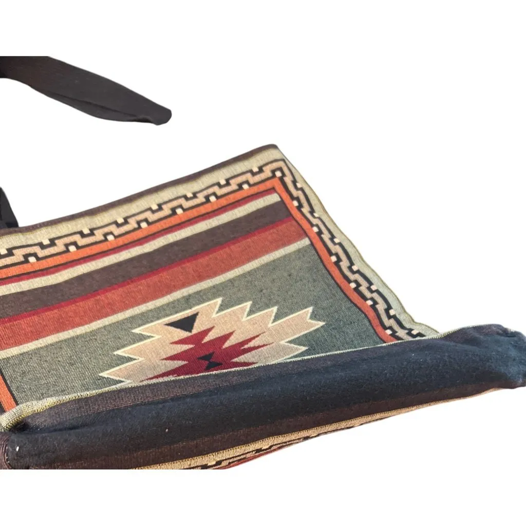 Vtg Acorn Studio Southwestern Woven Tote Bag Lined Black Double Handles Estate Red - Image 4