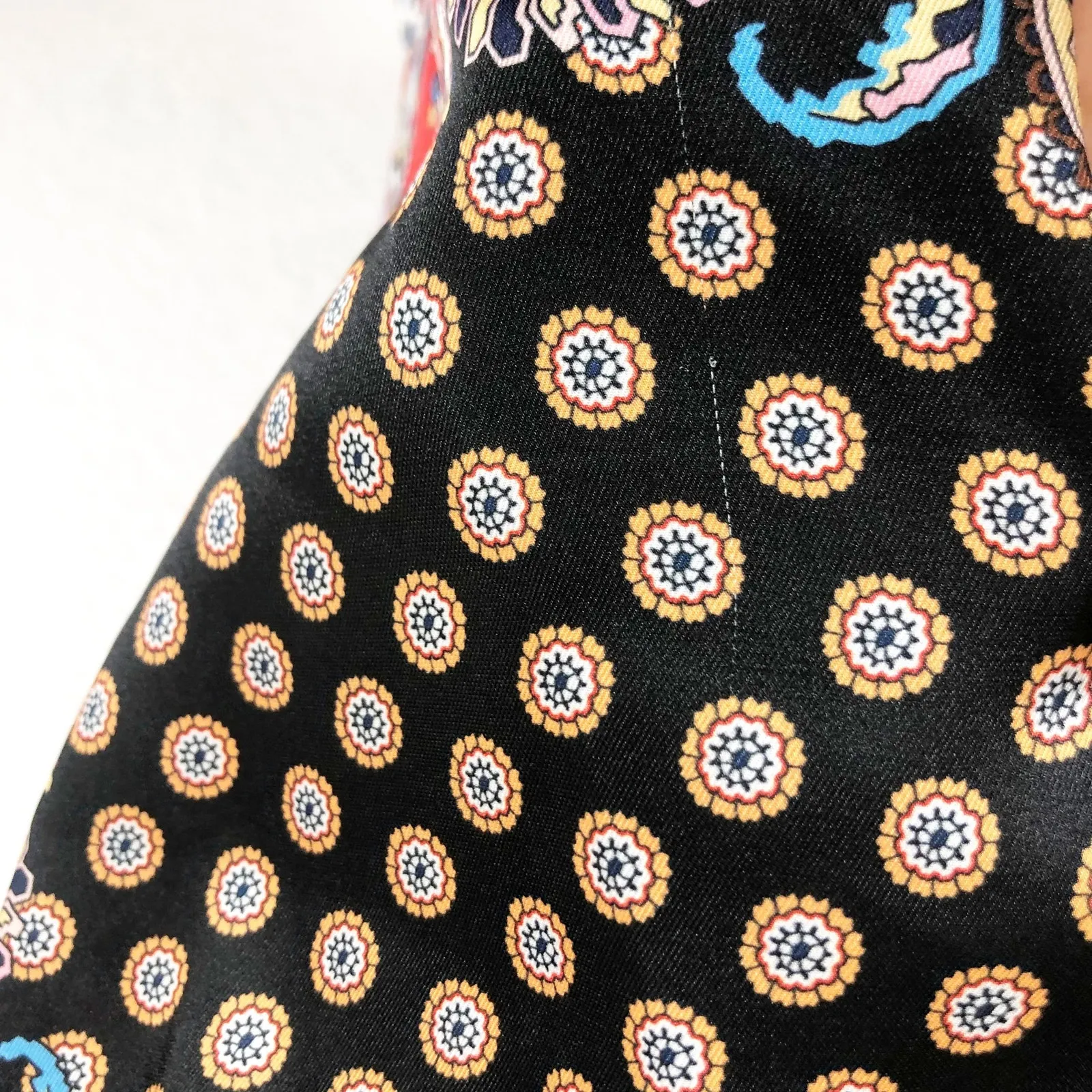 Zara Paisley Scarf Mix Print Satin Faux Wrap Mini Dress Small Boho Western - Image 13