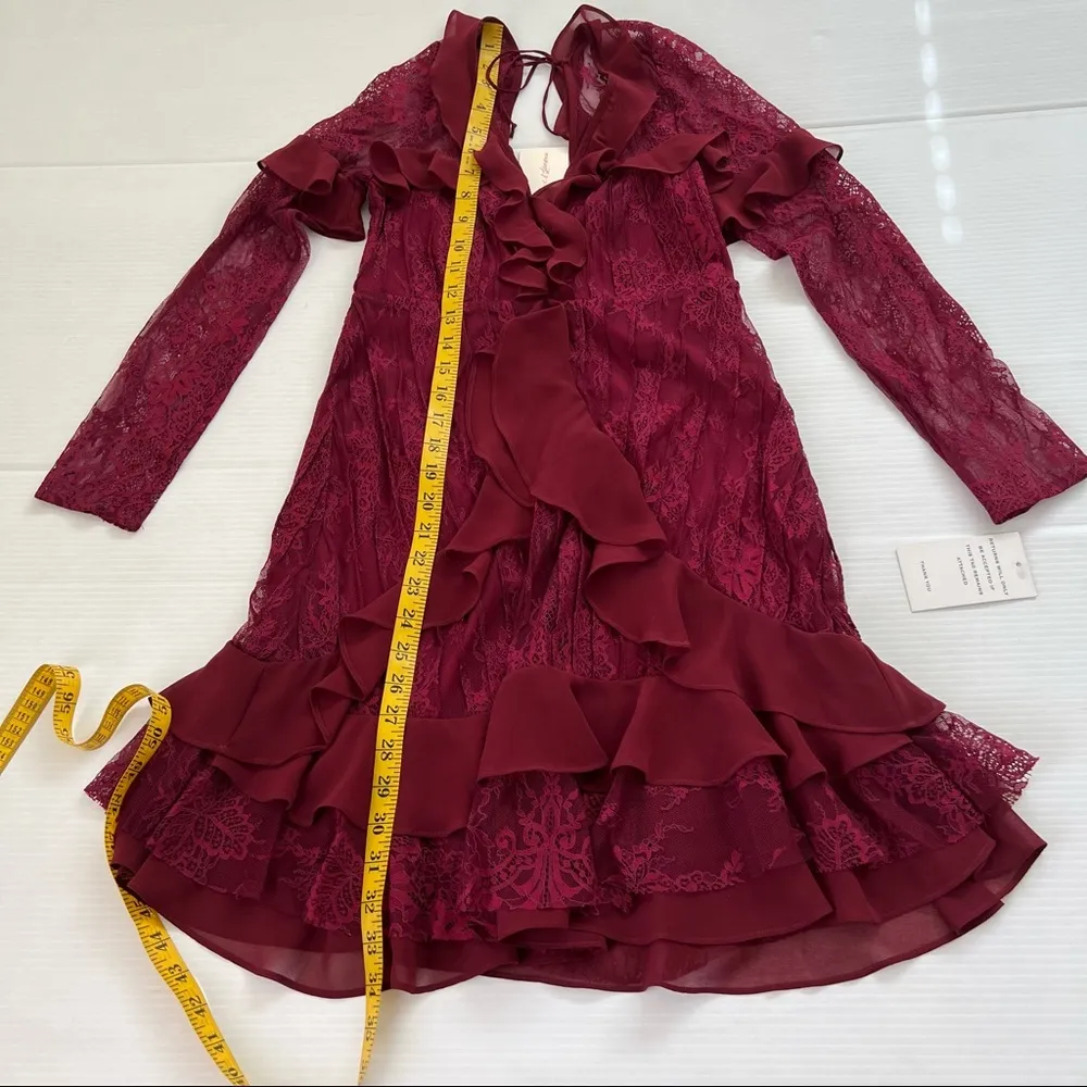 For Love & Lemons NWT Daphne Mini Dress Bordeaux, S - Image 5