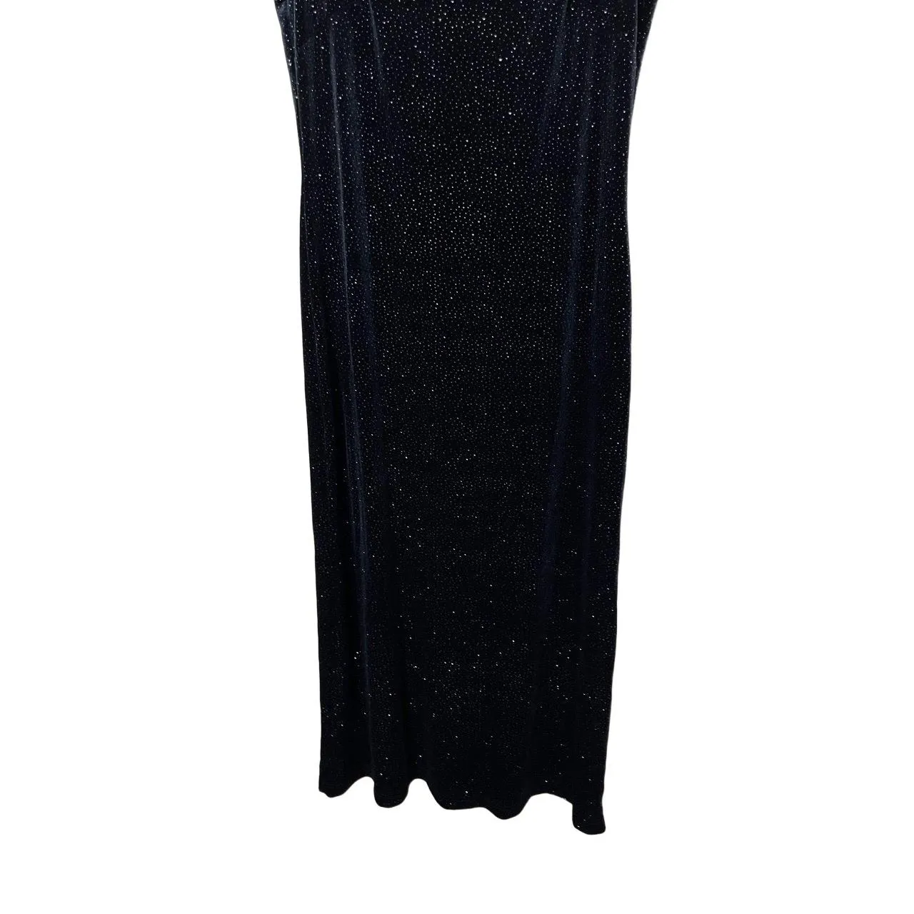 Dawn Joy Dress Black Vintage Maxi Velvet Square Neck Short Sleeve Formal Elegant Size 10 - Image 3