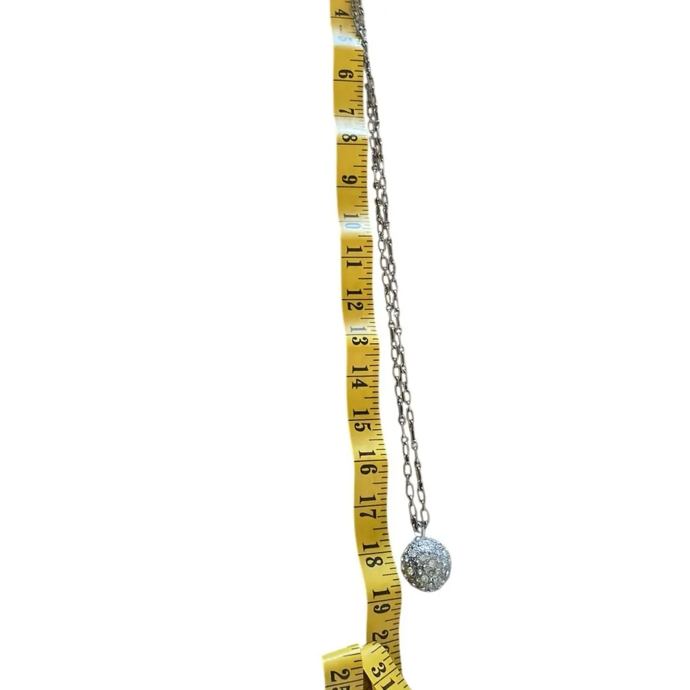 Silver Long Layering chain Rhinestone New Year’s eve Ball Drop pendant necklace - Image 6