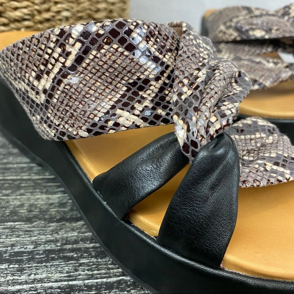 Corso Como Black & Brown Wynnter Snake Print Wedge Platform Strappy Sandals 6.5 - Image 4