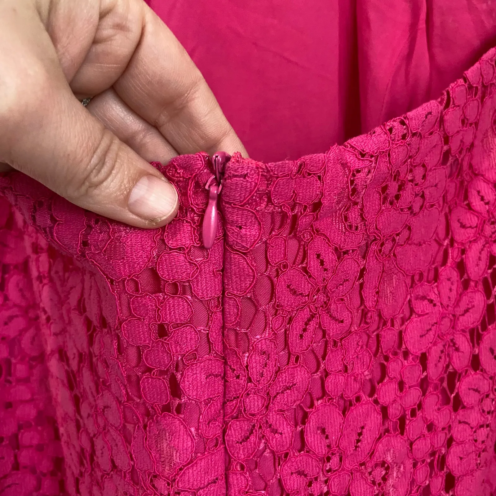 Zara Fuchsia Lace Halter Backless Long Midi Back Slit Lined Sheath Dress Sz XS - Image 5