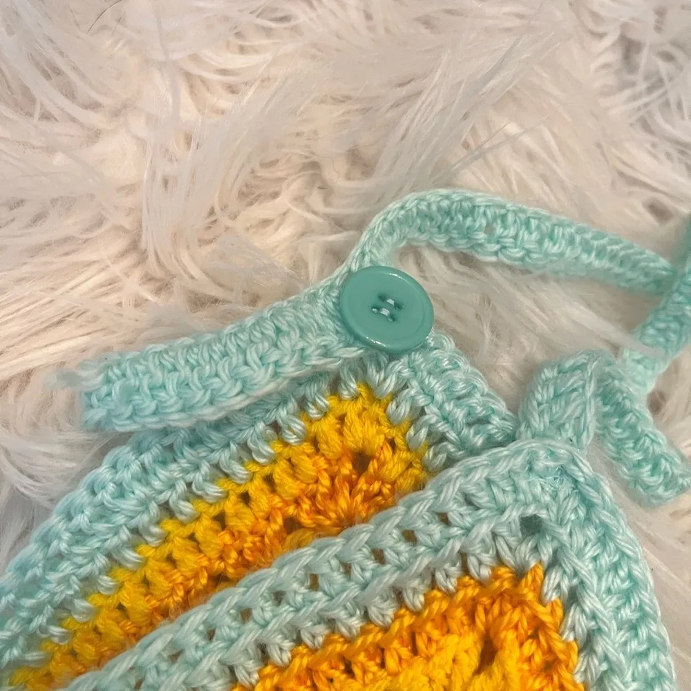 Crochet Granny Square top halter or tank Yellow - Image 4