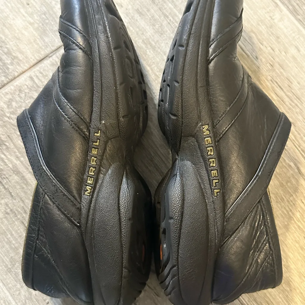 Merrell Clog Womens 9 Black Primo Patch Slip On Comfort
Shoes Leather J63786 - Image 5