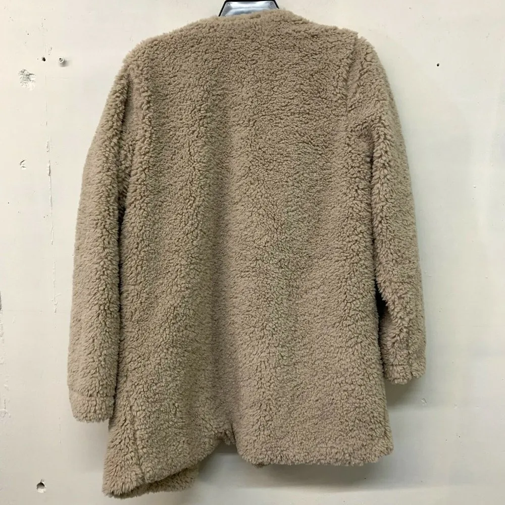 Lush Womens Beige Faux Fur Long Sleeve Coat - Image 4