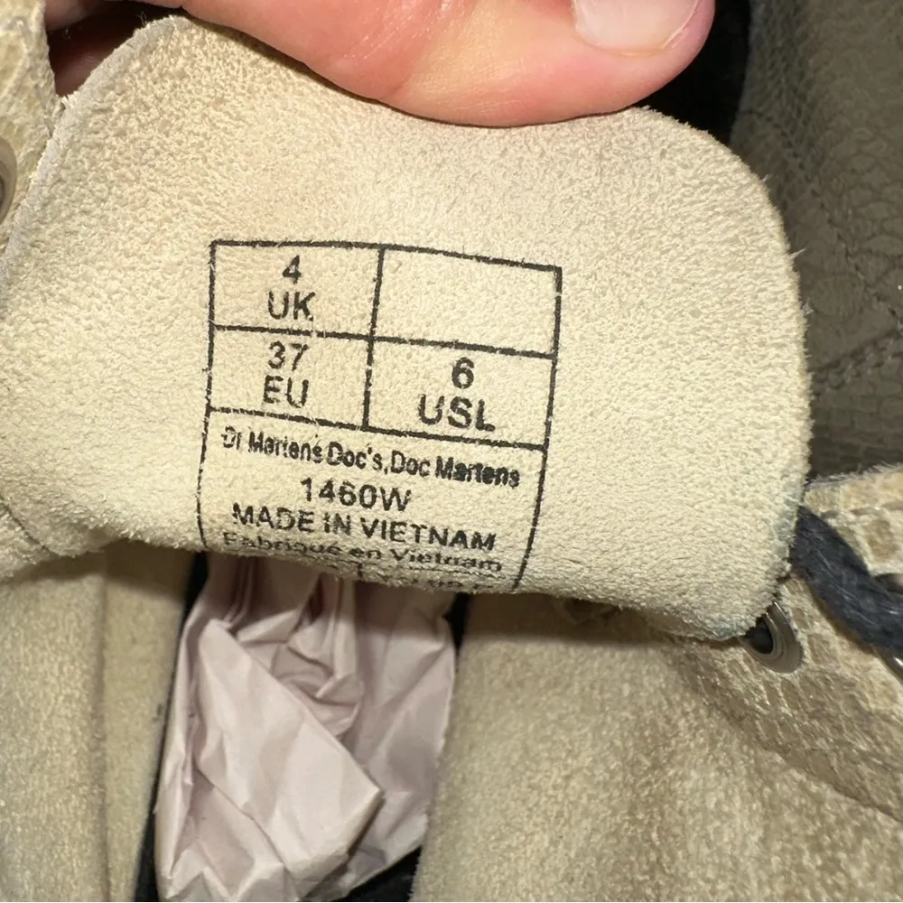 Dr. Martens 1460 Beige Snakeskin Effect Ankle Lace Up Boots Women's Sz US 6 - Image 6