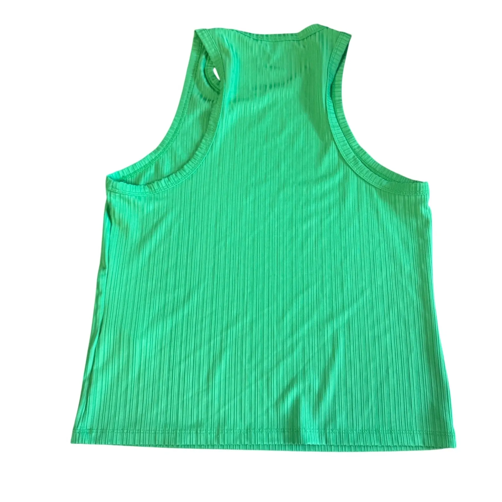 FRAME Ribbed Tank Top Women's L Bright Green Sleeveless Shirt - Image 2
