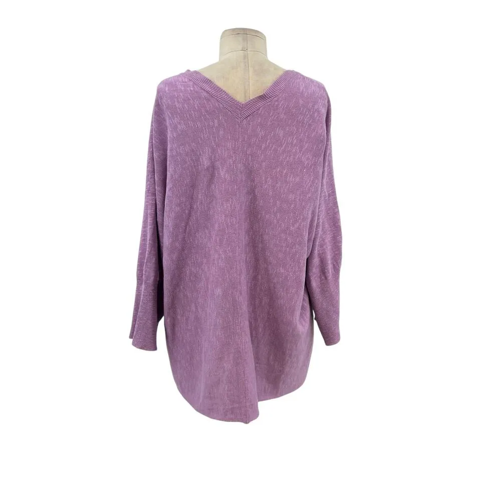 Eileen Fisher Lavender Dusk Purple Linen Cotton Slub Kimono Cardigan Size Medium - Image 7