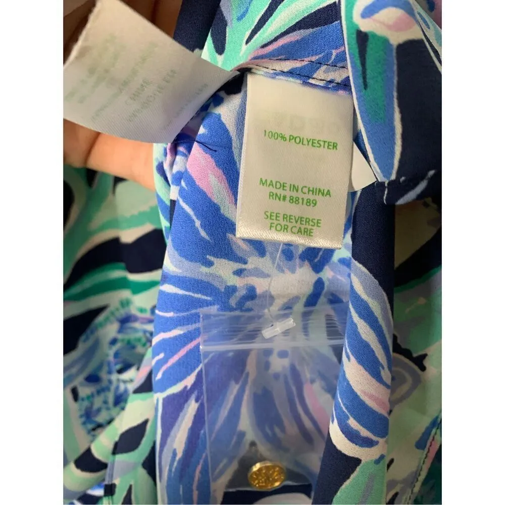 Lilly Pulitzer Francis top in High Tide Navy Ready Set Gecko women's size XS NEW - Image 5
