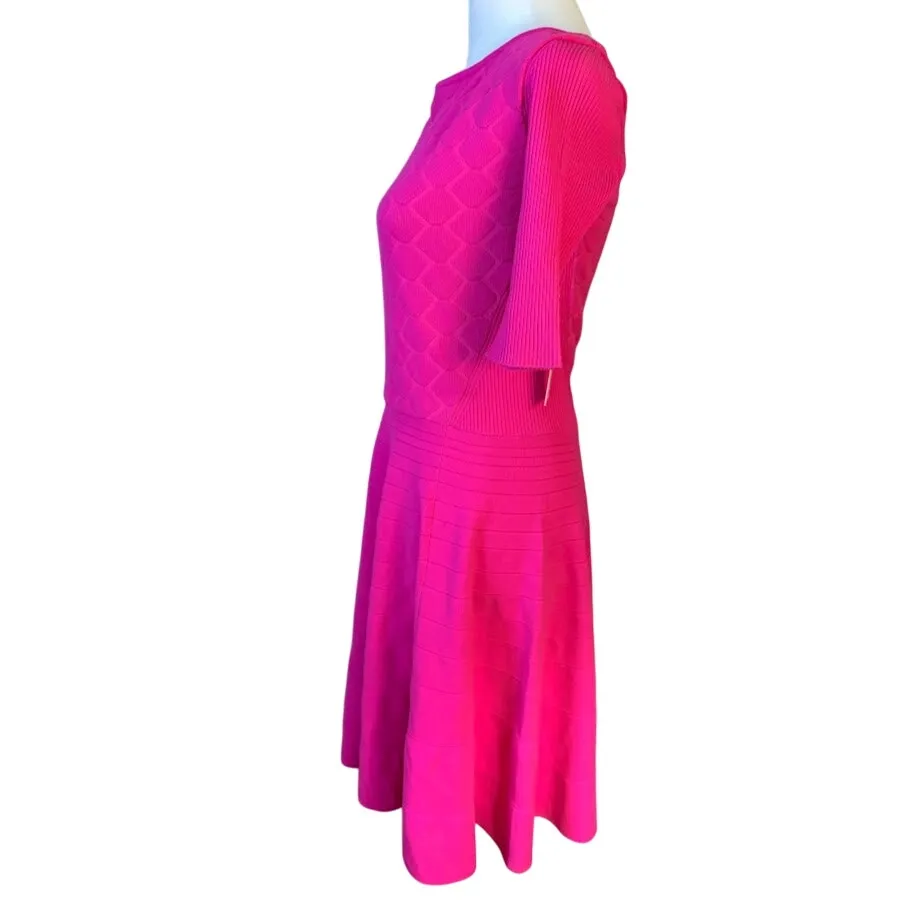 Eliza J Knit Fit and Flare Hot Pink Dress Size Small NWT - Image 4