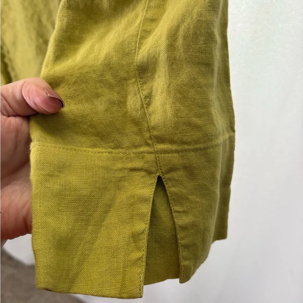 Talbots Chartreuse Green Irish Linen Button Down Blouse Size 14‎ Petite EUC 532 - Image 5