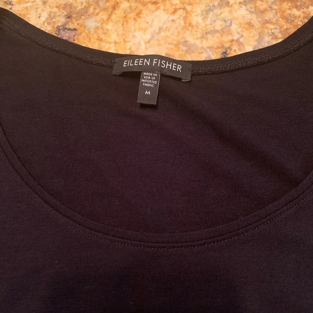 Eileen Fisher M Medium Black Round Neck Elbow Sleeves Tunic Dress - Image 5