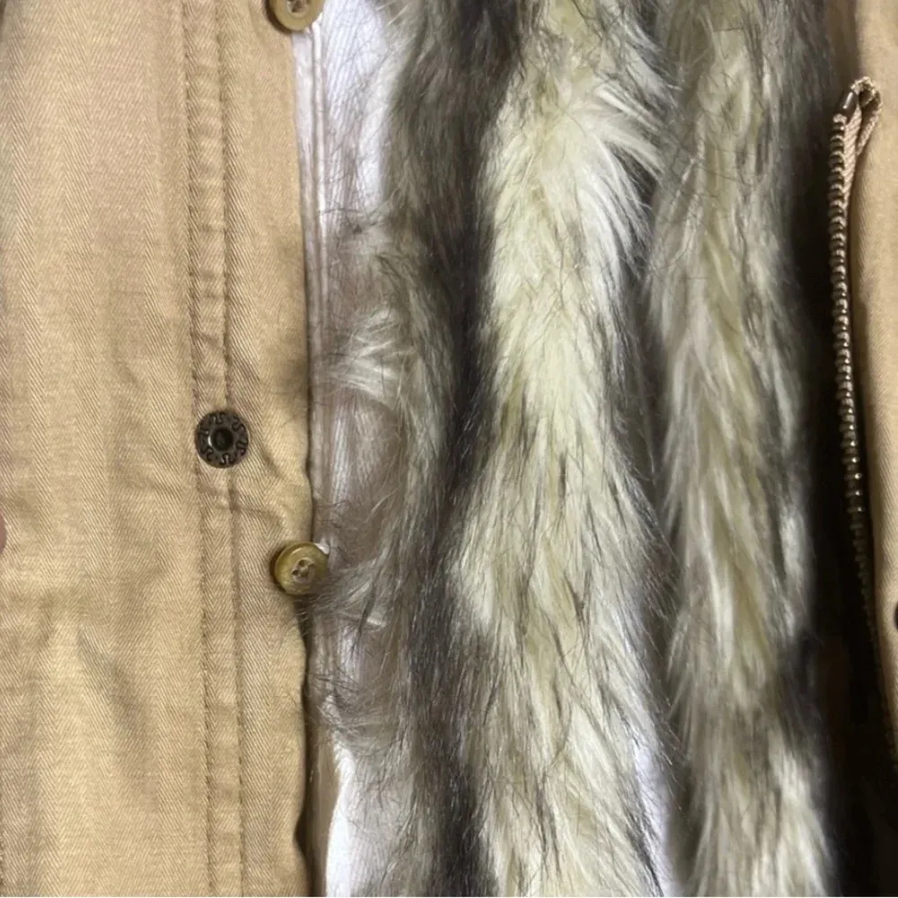 Free People We The Free Boho Field Parka Fur Trim Utility Jacket in Khaki barn - Image 8