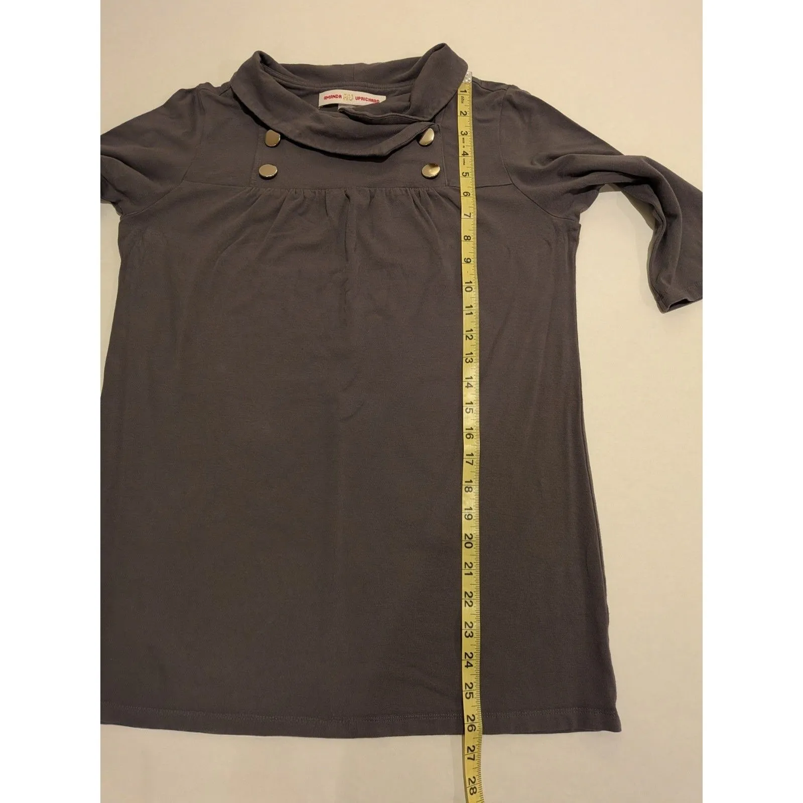 Amanda Uprichard Woman Size S Cowl Neck Tunic Shirt Military Coquette Preppy Y2K - Image 3