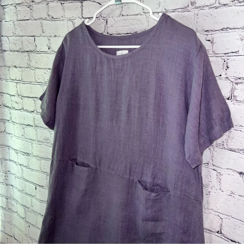Via Vai by Pollero Vintage NWT Linen Shift Dress Purple‎ Size Large Purple - Image 3