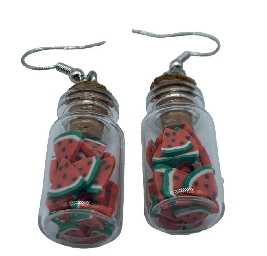 NEW Watermelon slices in mason jar fashion earring - Image 9