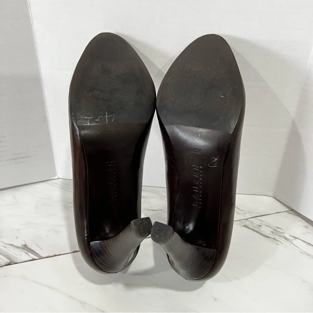 Lauren Ralph Lauren Size 6 Zamora Pump Shoes Chocolate Brown Leather - Image 13