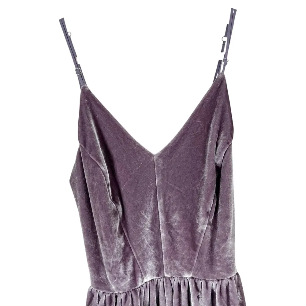 Silence + Noise Velvet Romper Womens S Mauve Pink Fit and Flare Boho Fairycore - Image 4