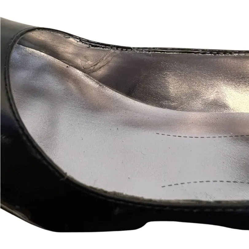 DKNYC Black Patent Pointed Toe Pump Slim Stacked Heel Pumps Stacy size 8 Office - Image 10