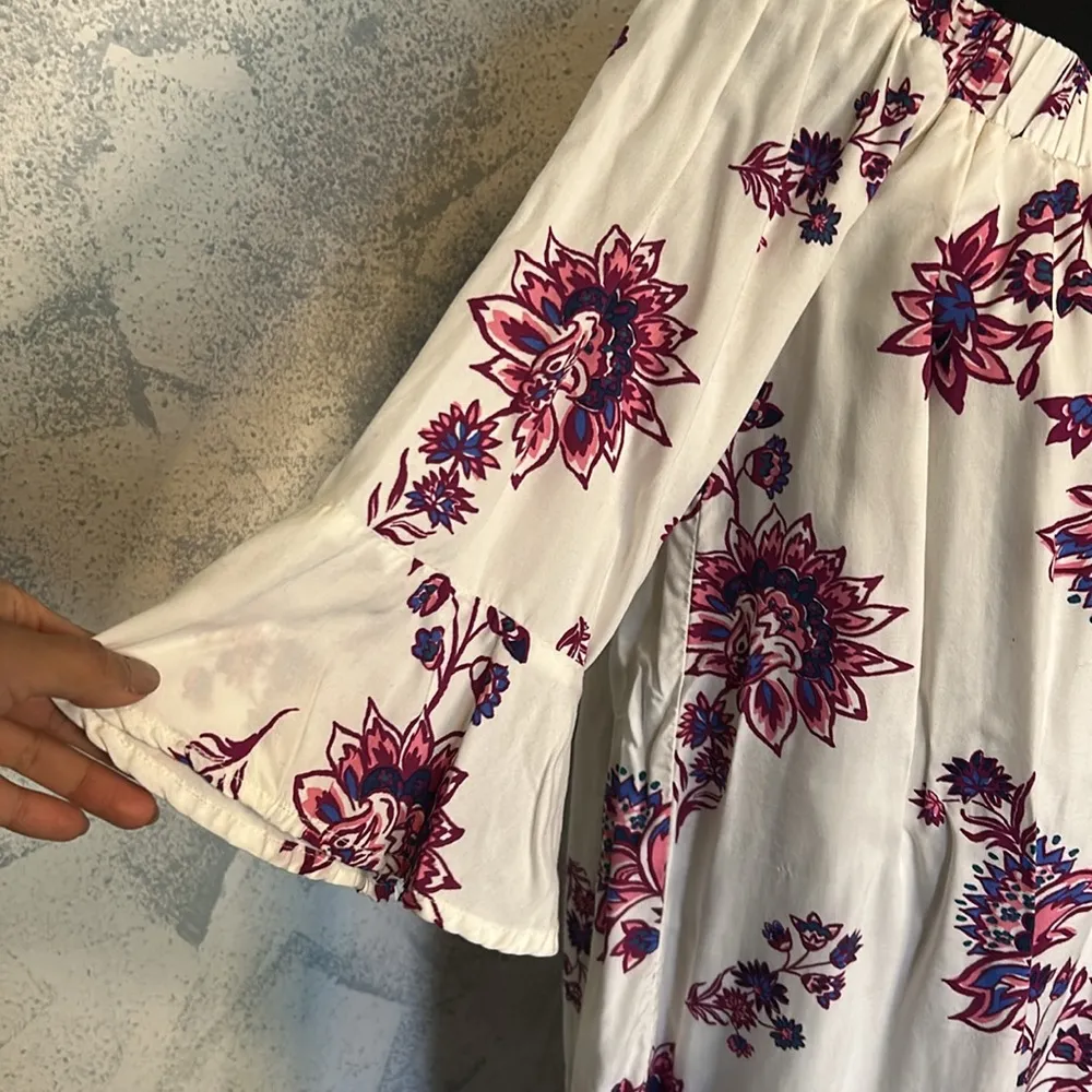 Old Navy Ivory Flower Print Off Shoulder Midi Dress size M - Image 3