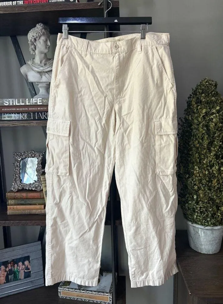Madewell Garment-Dyed Low-Slung Straight Cargo Pants Vintage Linen Womens 30 - Image 5
