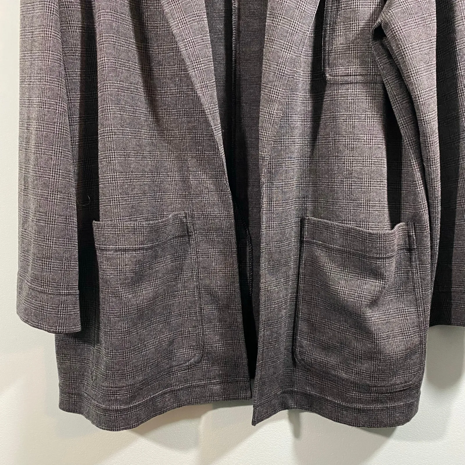 Madewell Women Grey Gravel Glen Plaid Oversized Open Front Knit Blazer Size XXL - Image 4