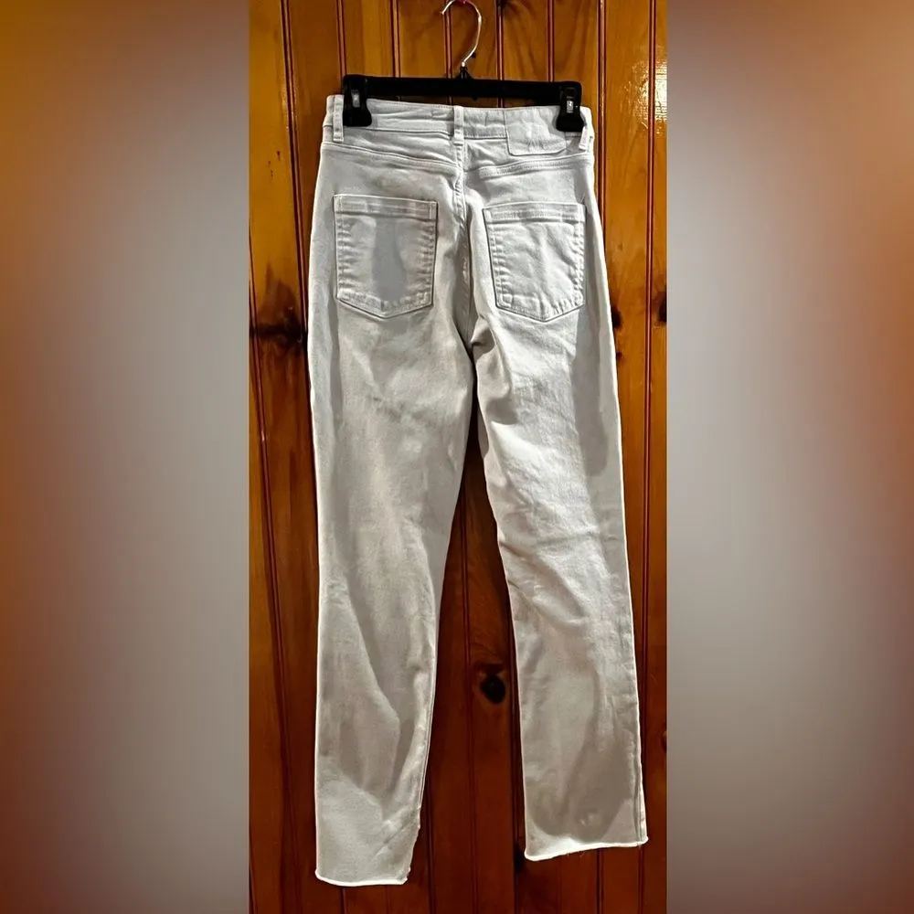 Zara High Waist Side Slit Jeans Gray Size 02 - Image 2
