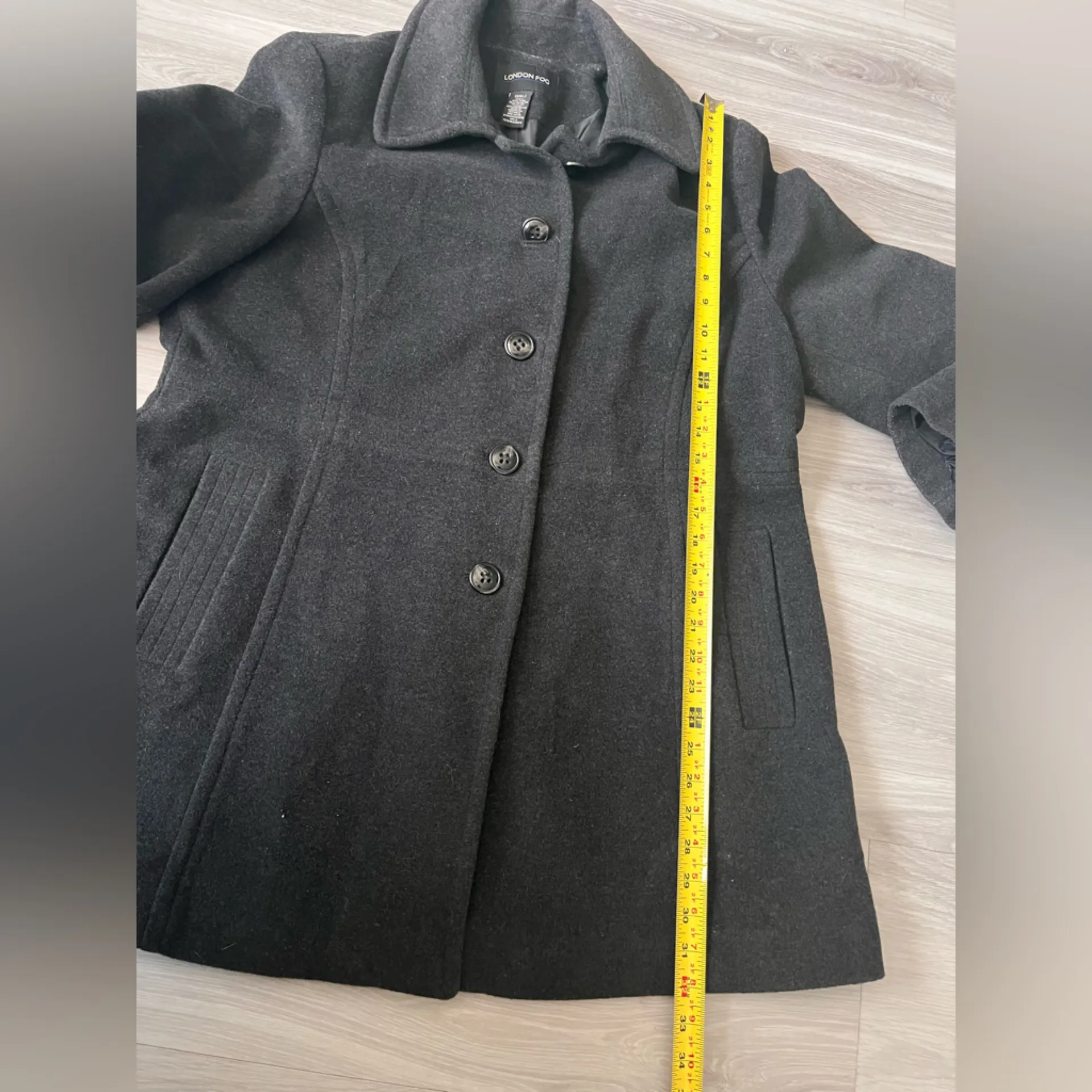 LONDON FOG‎ Classic Black Pea Coat - Image 4