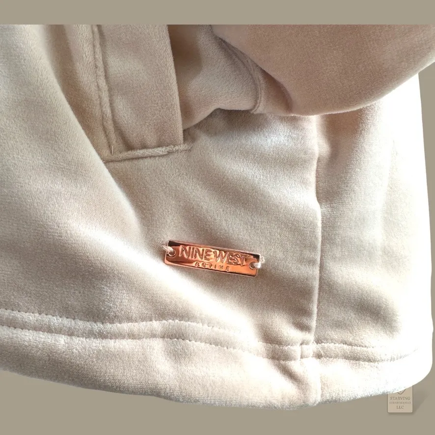 Nine West Active Beige Velour Quarter Zip Pullover Top Size S - Image 6