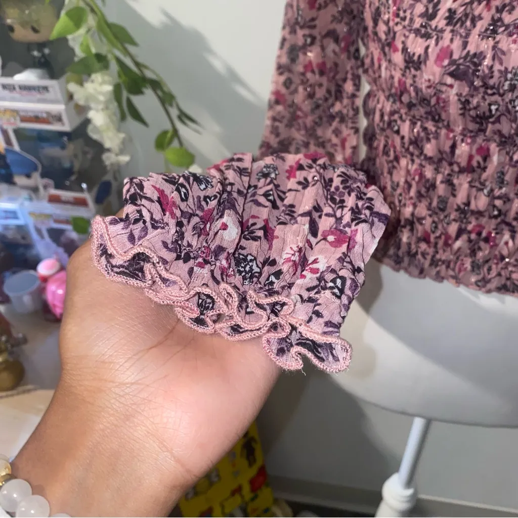 Socialite whimsical fairycore floral off the shoulder long sleeve top - Image 5