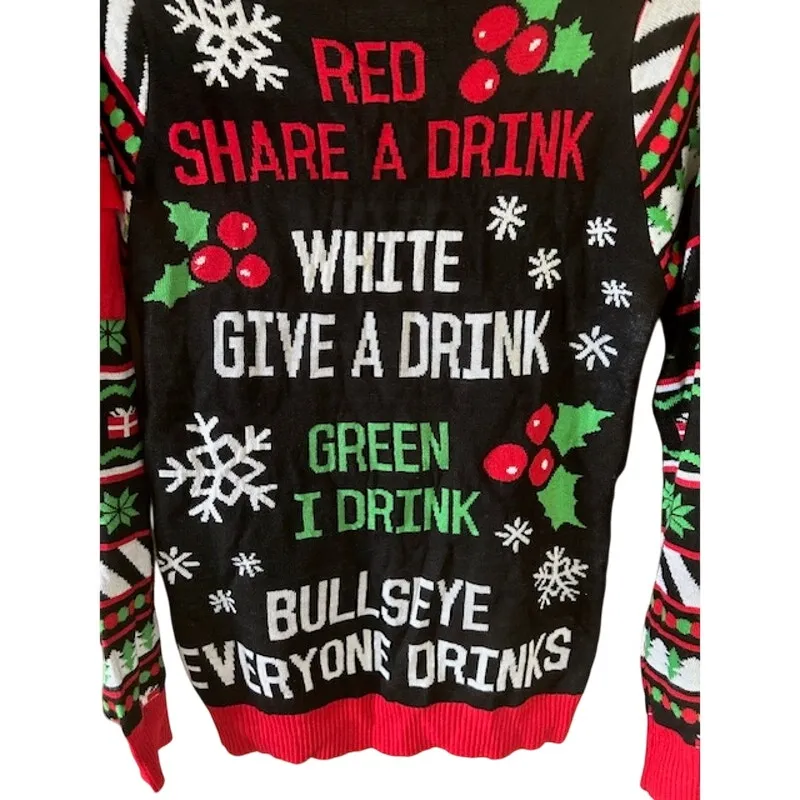 Tipsy Elves “You Miss, You Drink!” Target Game Christmas Sweater, Size M NWT - Image 8