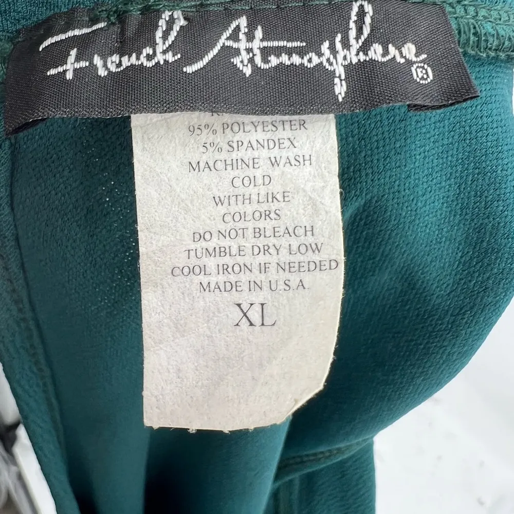 French Atmosphere high neck halter hunter green mini dress pearl XL party dance - Image 6